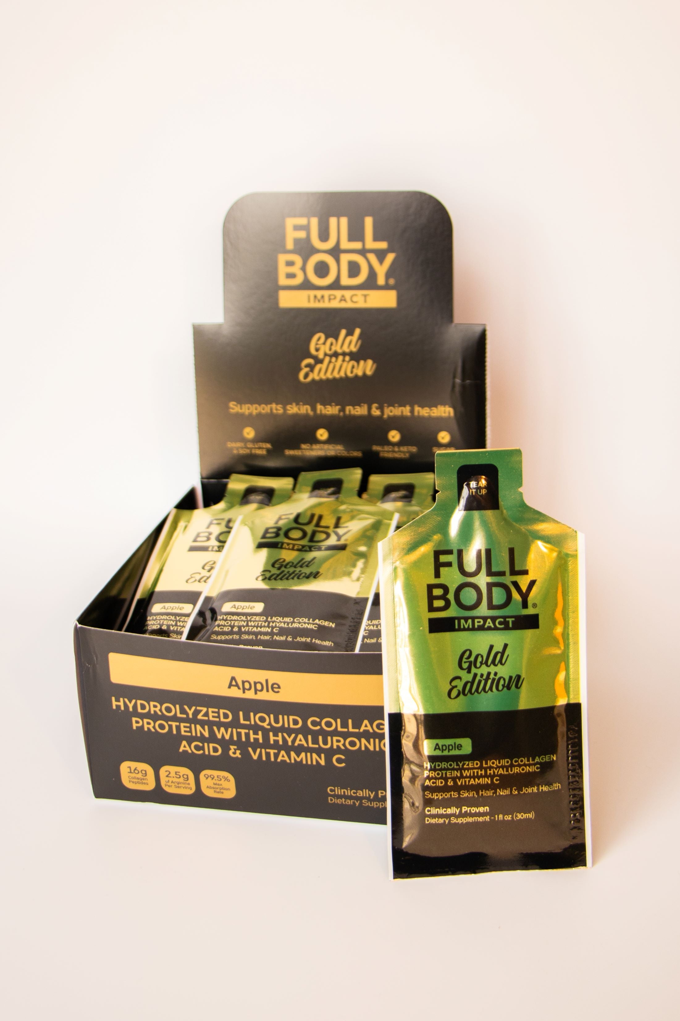 GOLD EDITION Liquid Collagen – Apple Trial Pack (2 Packets)-FULL BODY IMPACT