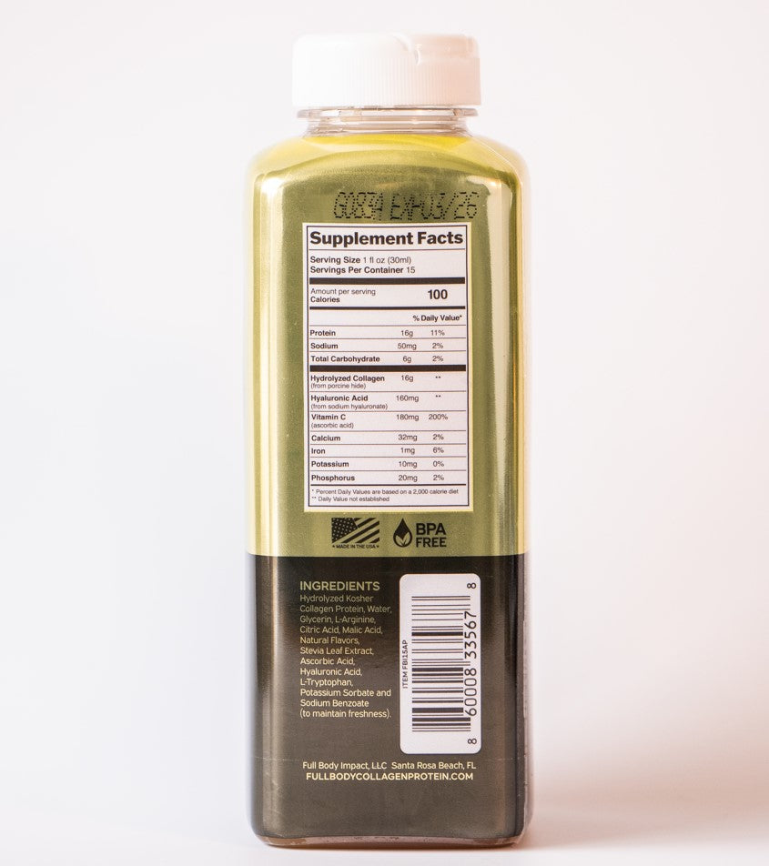 GOLD EDITION Liquid Collagen – Apple 15oz Bottle-FULL BODY IMPACT