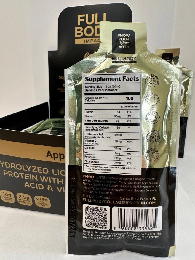 GOLD EDITION Liquid Collagen – Apple Trial Pack (2 Packets)-FULL BODY IMPACT