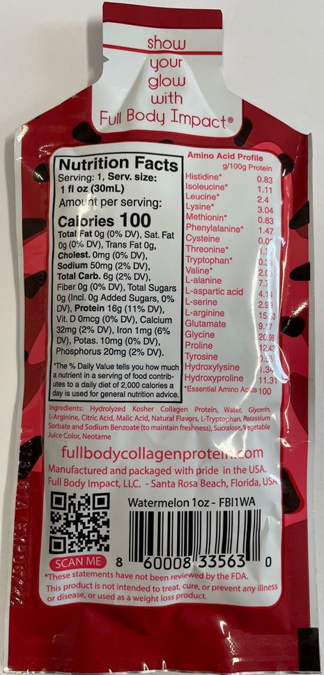 Liquid Collagen – Watermelon &amp; Chill™ On-the-Go Box (30 Packets)-FULL BODY IMPACT