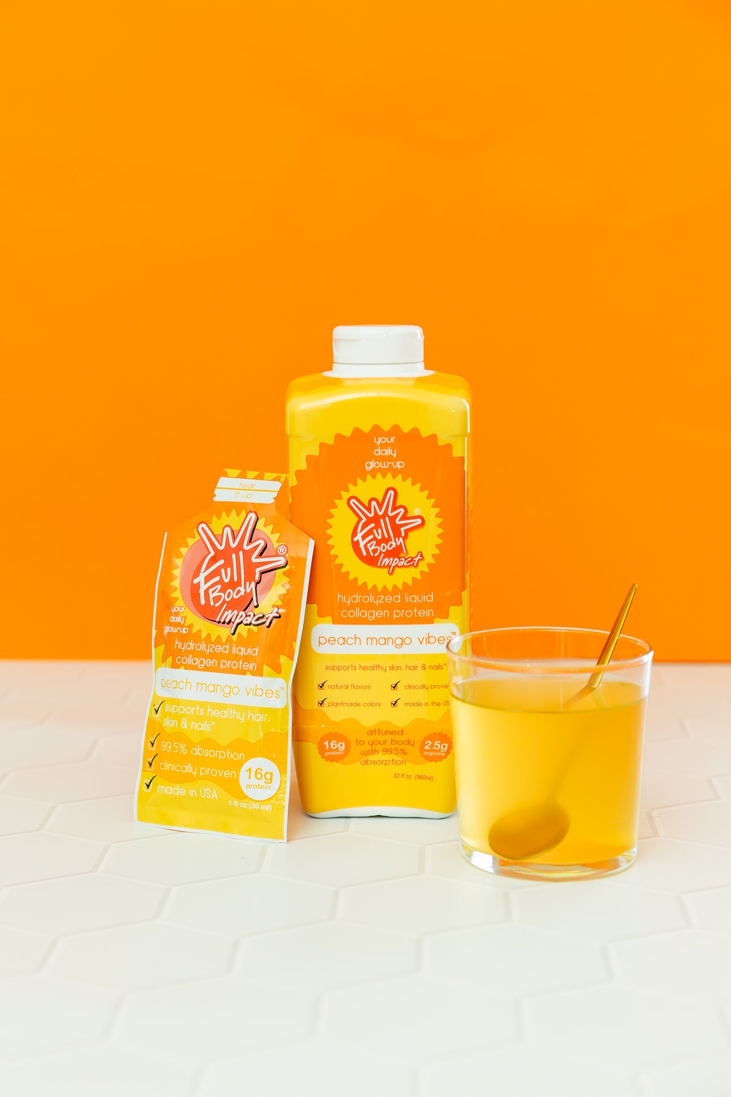 Liquid Collagen – Peach Mango Vibes™ On-the-Go Box (30 Packets)-FULL BODY IMPACT